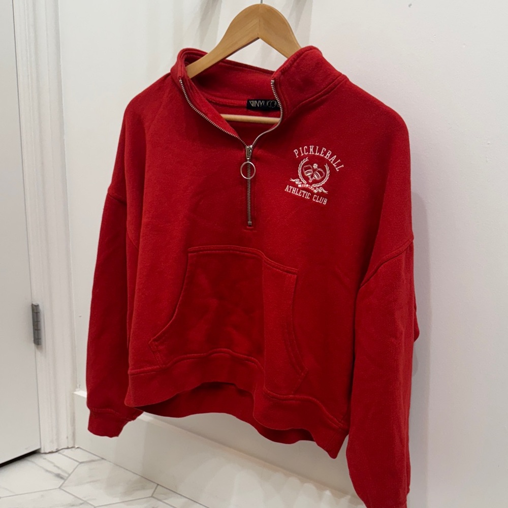 Pickleball Athletic Club Women's Red Quarter-Zip Sweatshirt